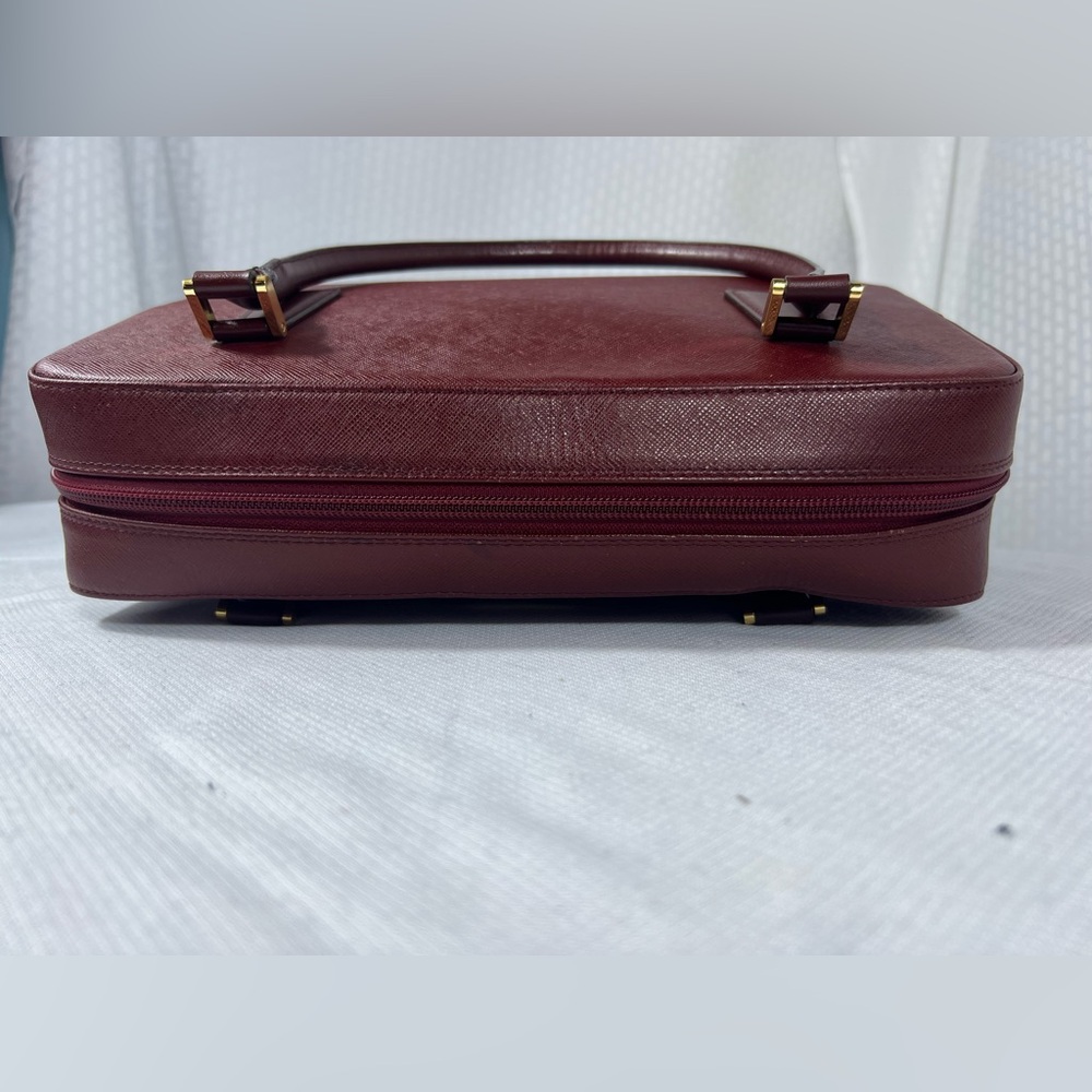 Burberry London Burgundy Saffiano Leather Satchel Re-Lined Authentic - Picture 6 of 16